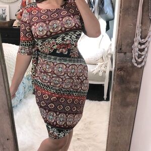 Olivia Matthews size large floral faux wrap dress